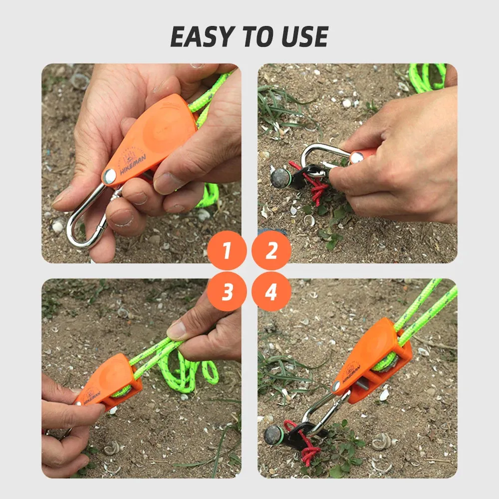 4meters/5meters Adjustable Tent Rope Clip Hanger Loose-Proof Reinforced Awning Windproof Rope Clip Camping Tools