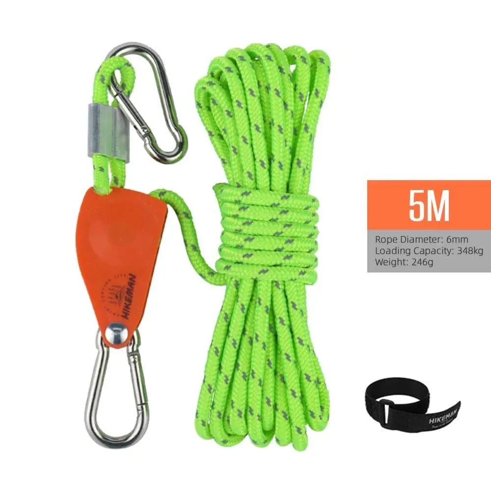 4meters/5meters Adjustable Tent Rope Clip Hanger Loose-Proof Reinforced Awning Windproof Rope Clip Camping Tools