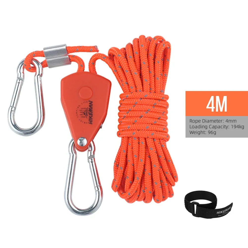 4meters/5meters Adjustable Tent Rope Clip Hanger Loose-Proof Reinforced Awning Windproof Rope Clip Camping Tools