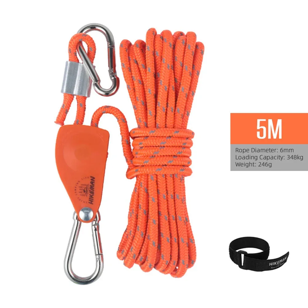 4meters/5meters Adjustable Tent Rope Clip Hanger Loose-Proof Reinforced Awning Windproof Rope Clip Camping Tools