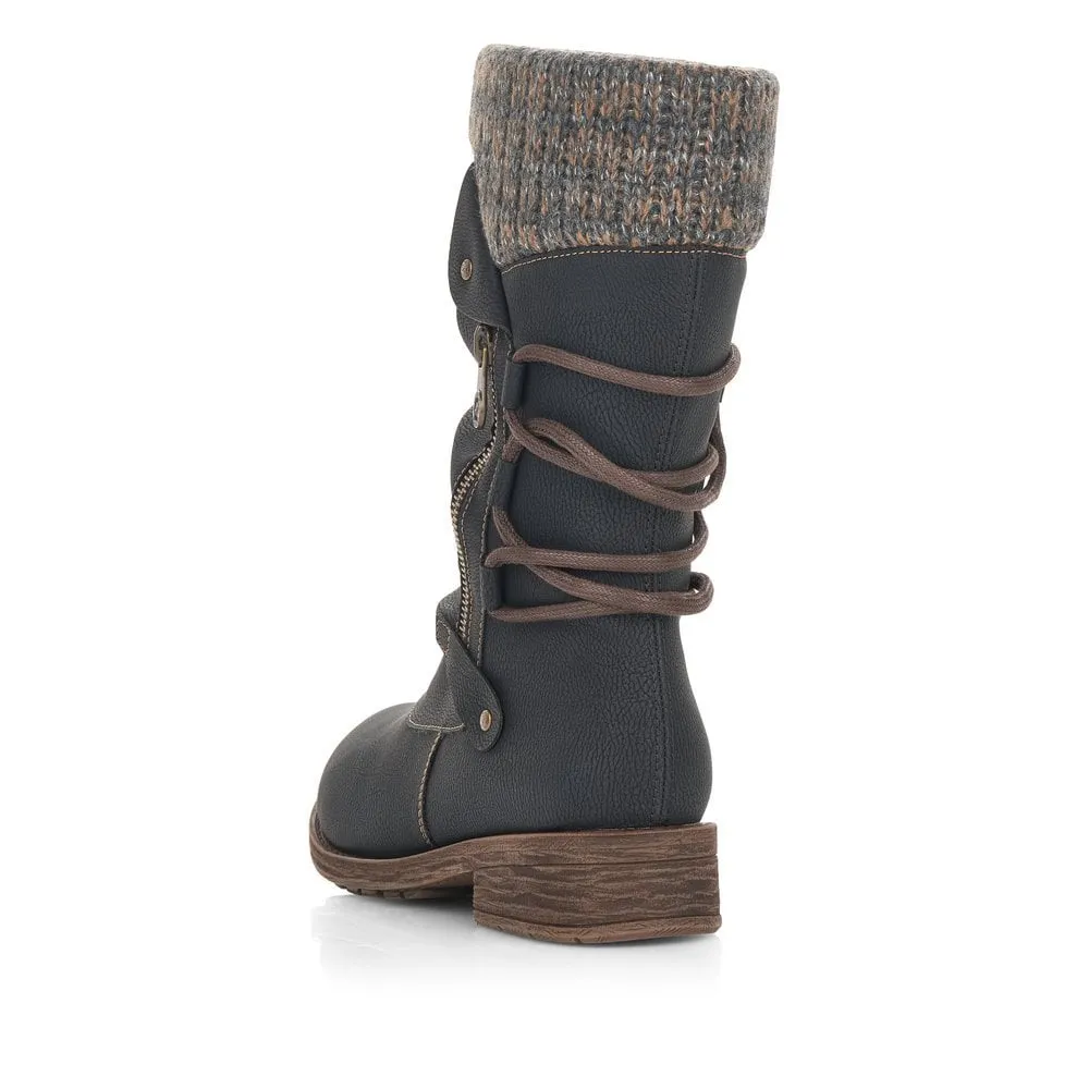 Alexa Black Mid Calf Boots