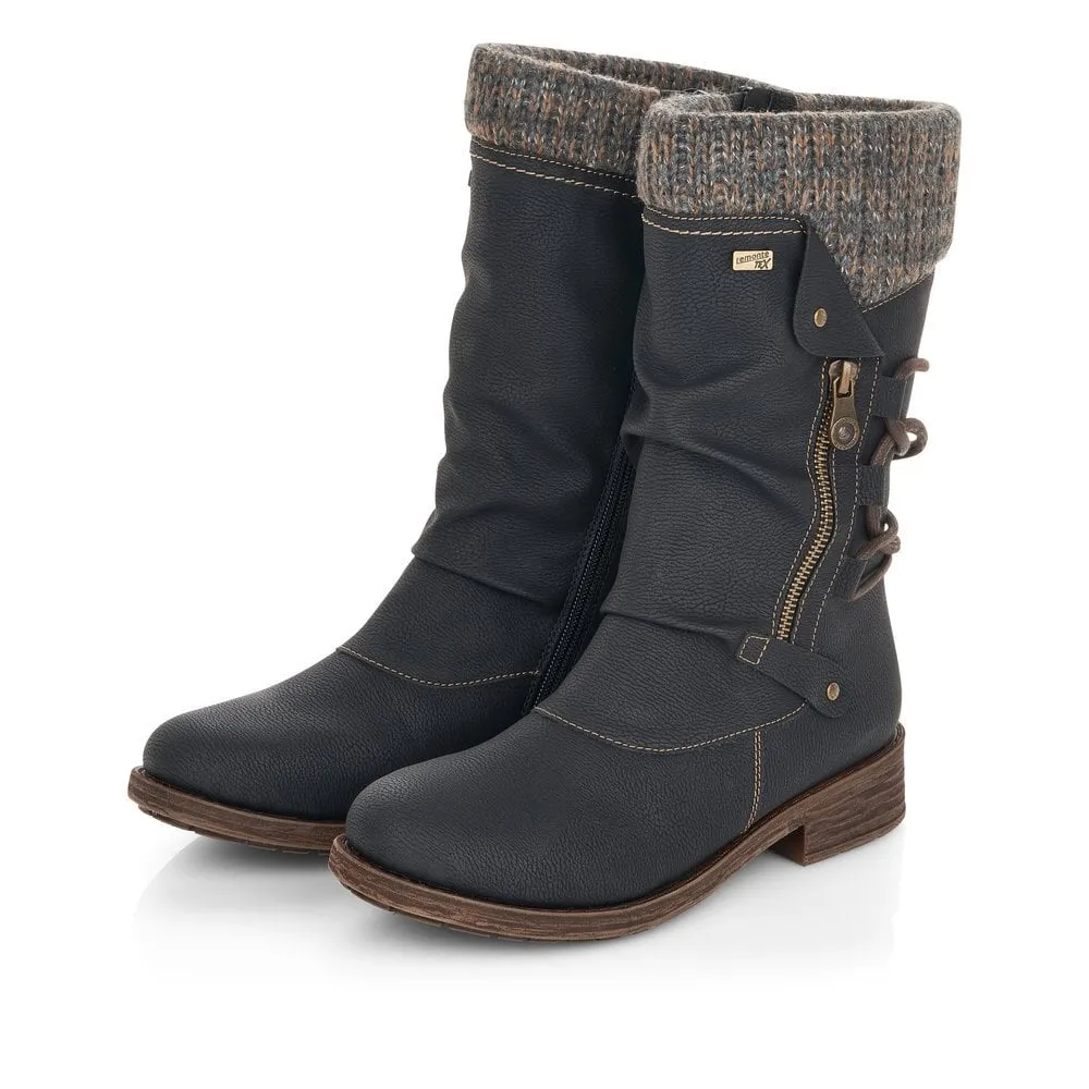 Alexa Black Mid Calf Boots