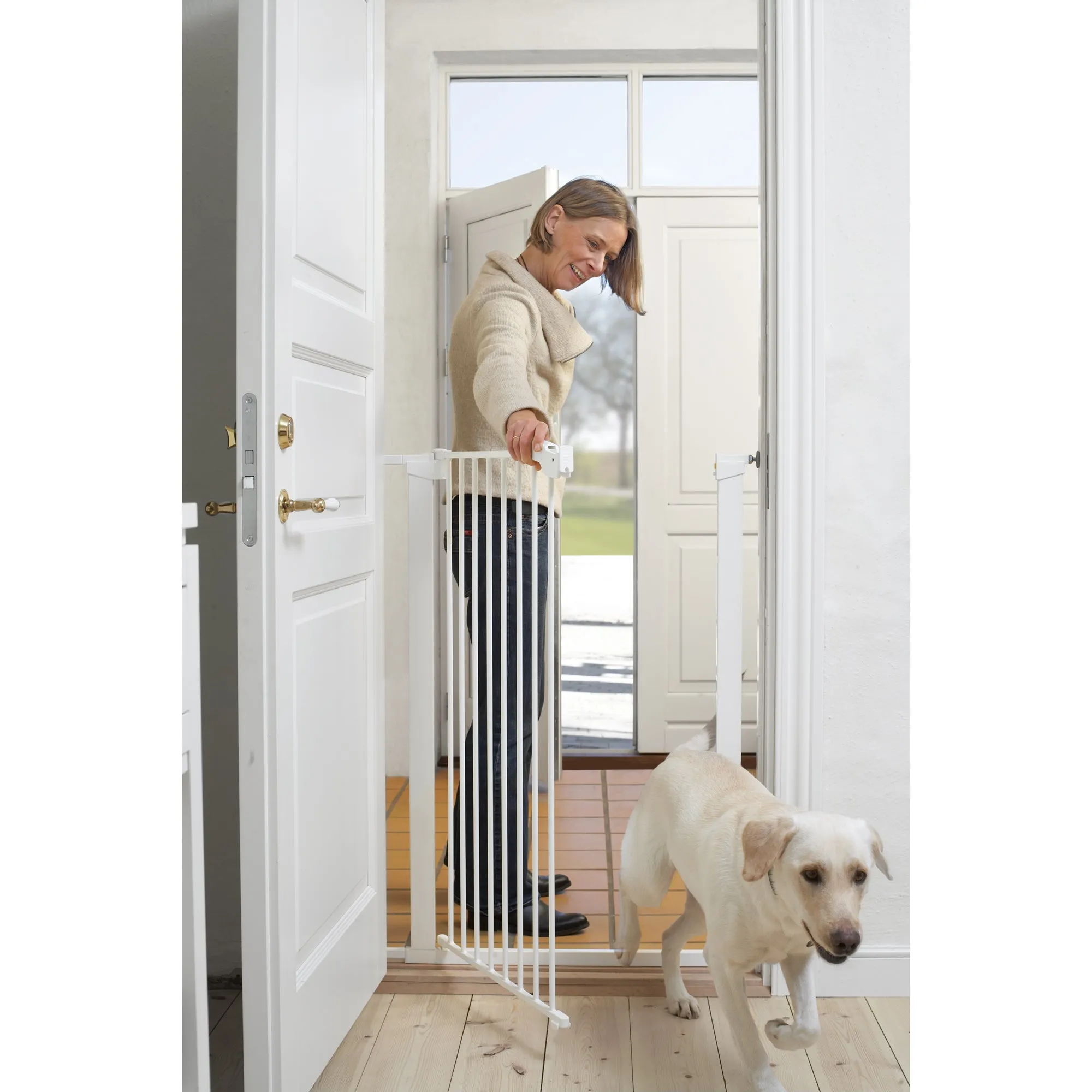 Baby Dan Pet Premier Extra Tall Pressure Fit Gate with 1 Extensions (White) by Scandinavian Pet Design