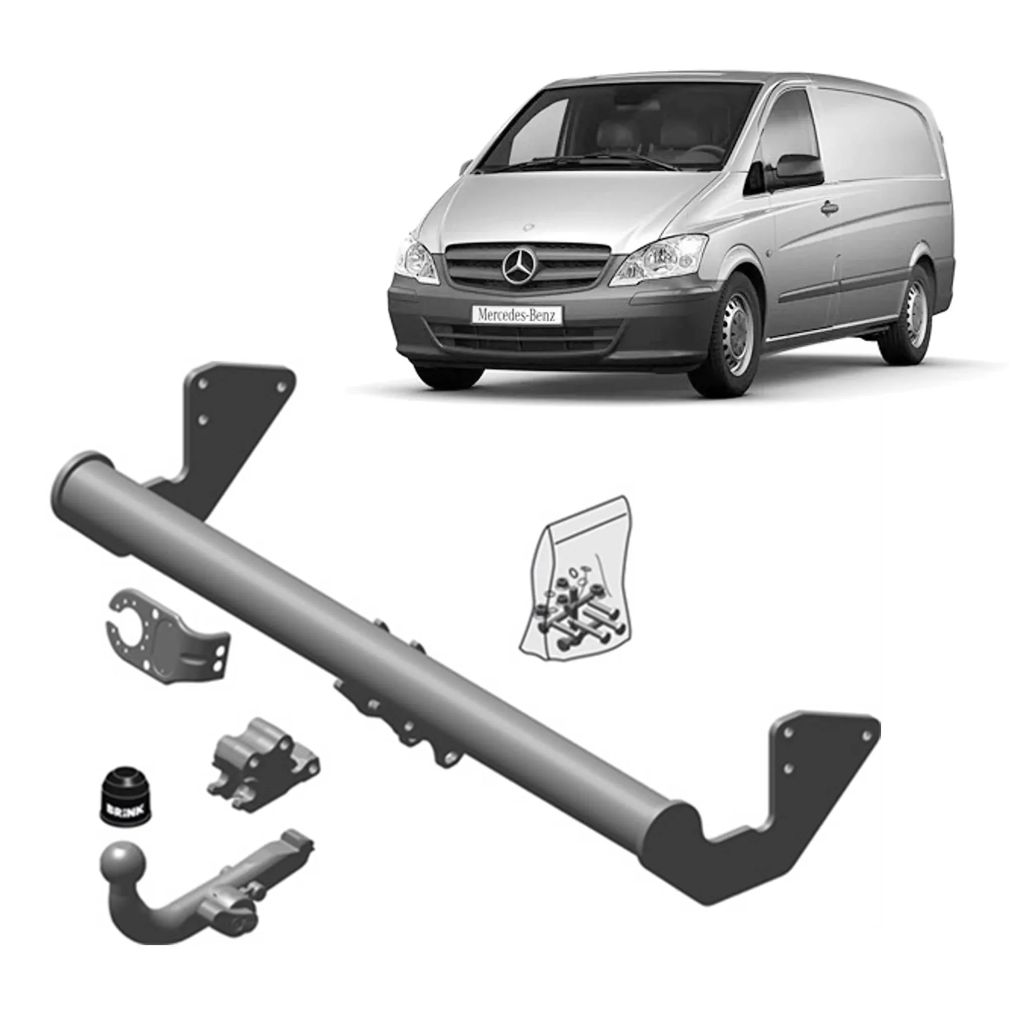 Brink Towbar for MERCEDES-BENZ Vito (01/2005 - 09/2014), Vito / Mixto (01/2005 - 09/2014), MERCEDES-BENZ Valente (01/2005 - 09/2014), Vito (01/2005 - 09/2014)