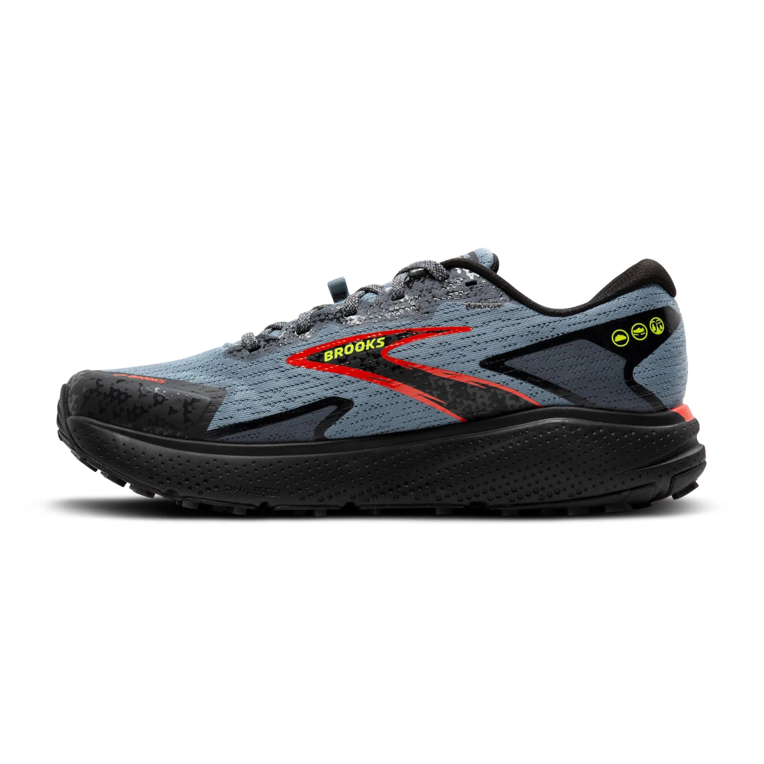 Brooks Men’s Divide 5 Trail Running Shoe - Citadel/Ebony/Lime - 9.5 Medium