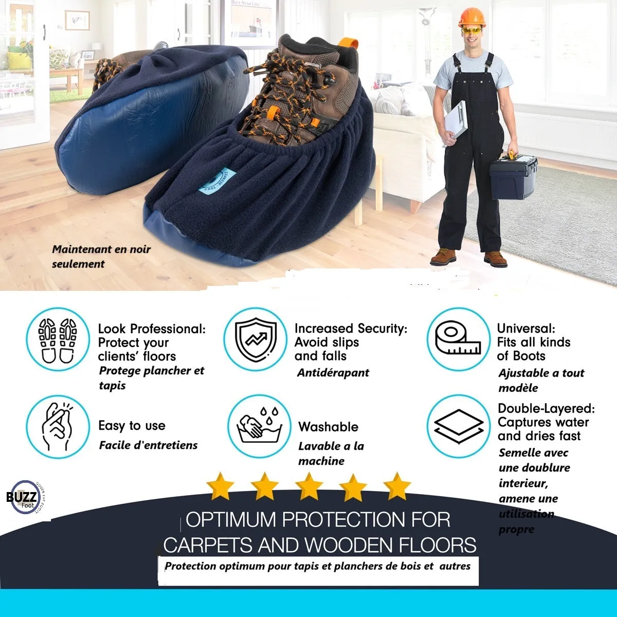 Buzzfoot Boot & Shoe Covers – 8 Years of Peace of Mind, Durable and Ecological for Personal or Service Use