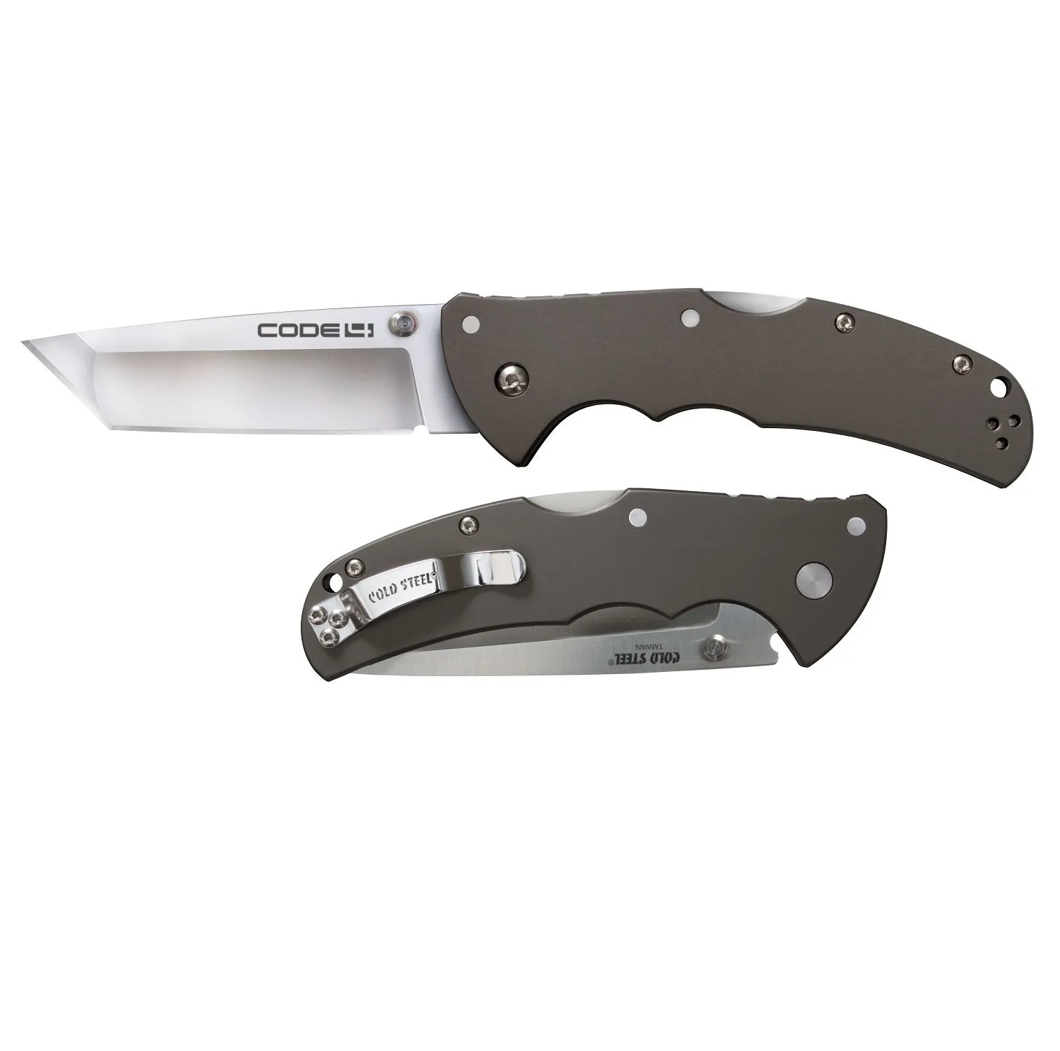 Cold Steel Code 4 Folder 3.5 in Tanto Pt Plain Gray Aluminum