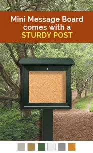 DOUBLE-SIDED "MINI" Message Center Cork Board 16 x 34 with Single Post | BOTTOM Hinged