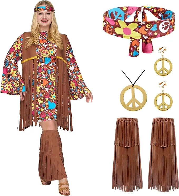 Halloween Plus Size Women Hippie Costumes