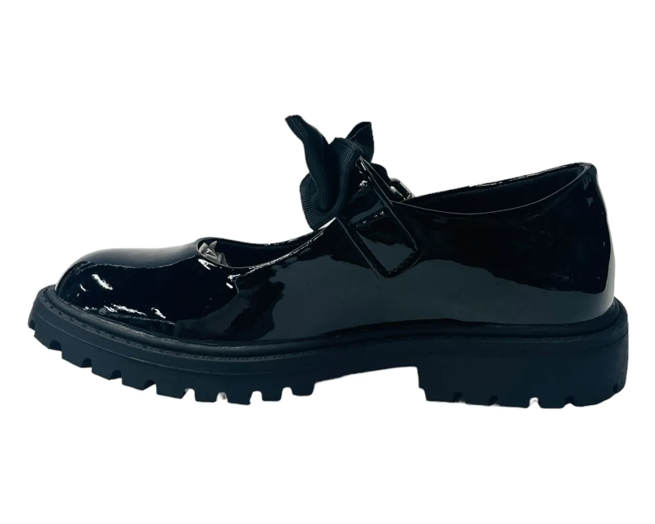 Infant's Faux Patent Leather Buckle Bow Flat Shoes