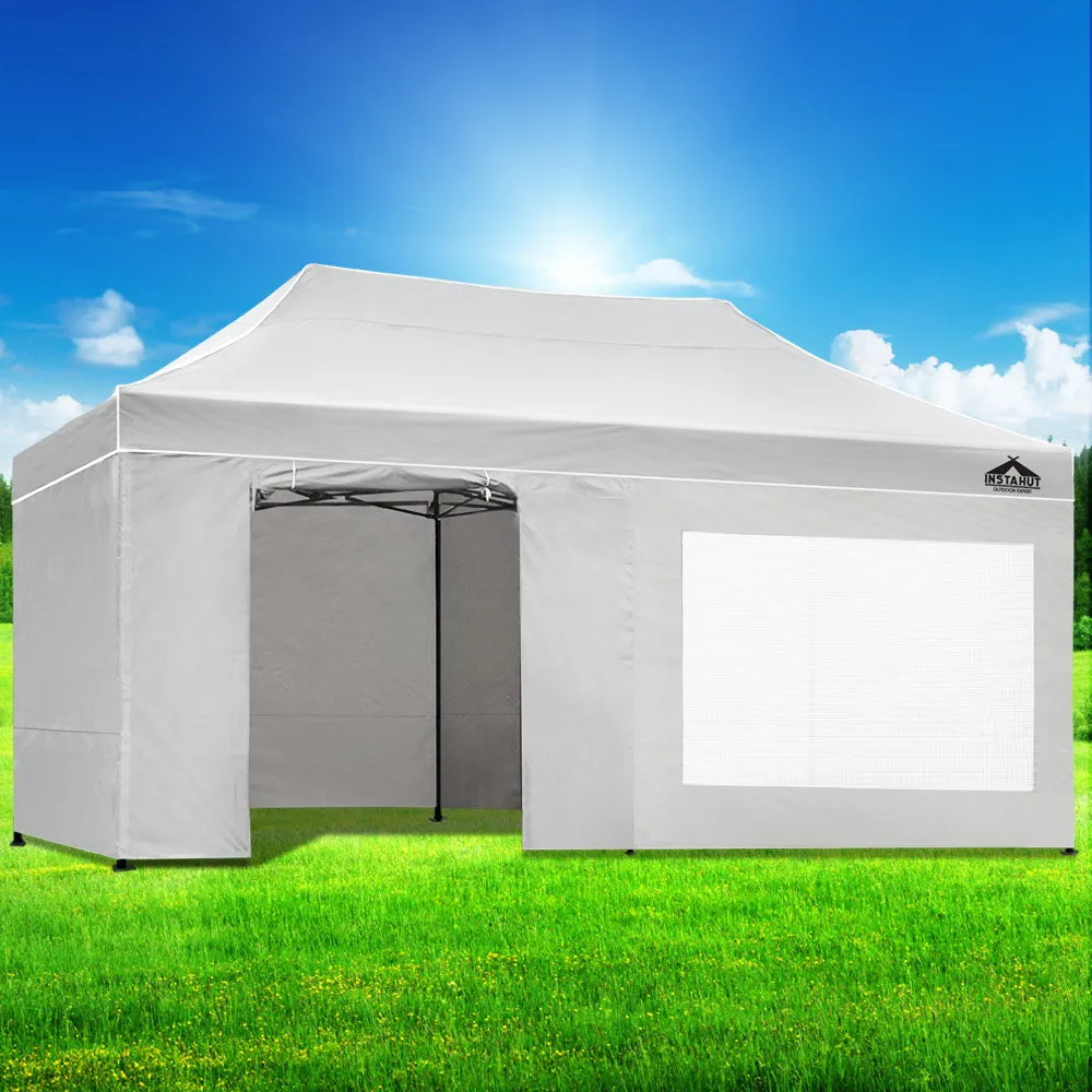 Instahut Gazebo Pop Up Marquee 3x6 Folding Tent Gazebos 500D Oxford Fabric White