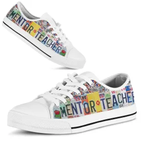 Mentor Teacher License Plates Low Top Shoes, Teacher Shoes, Low Top Sneakers