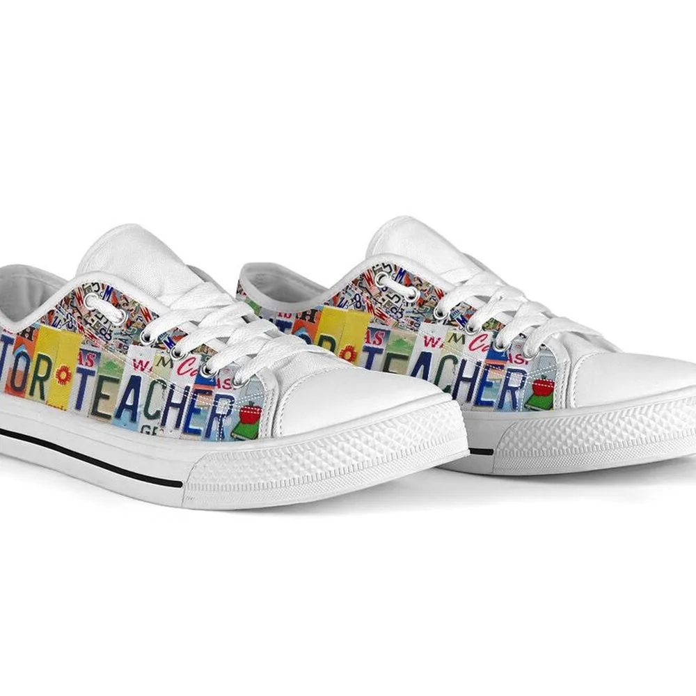 Mentor Teacher License Plates Low Top Shoes, Teacher Shoes, Low Top Sneakers