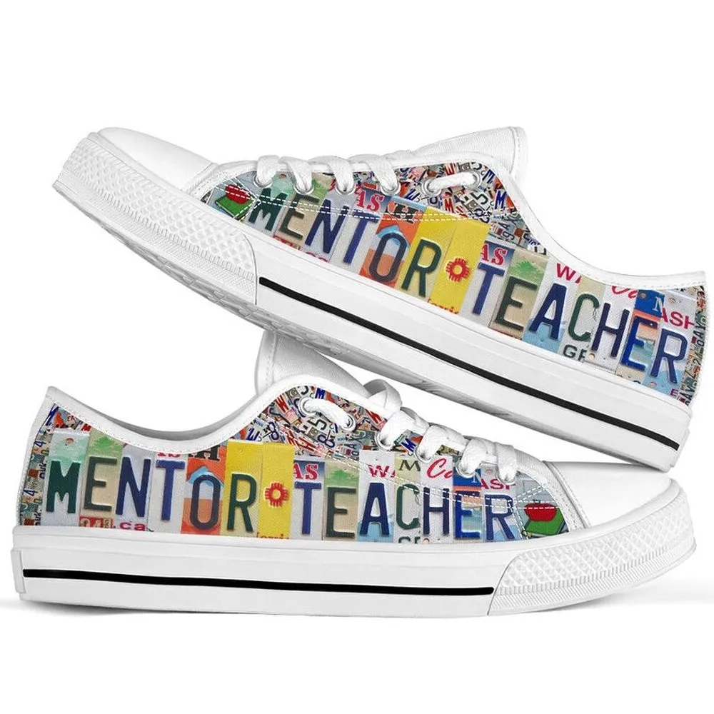 Mentor Teacher License Plates Low Top Shoes, Teacher Shoes, Low Top Sneakers