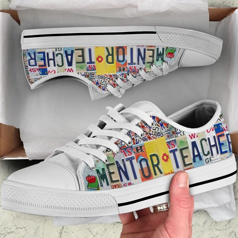 Mentor Teacher License Plates Low Top Shoes, Teacher Shoes, Low Top Sneakers