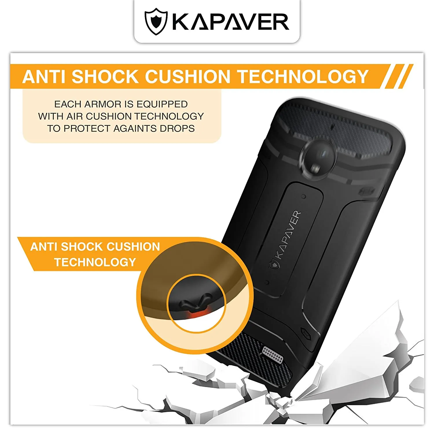 Moto E4 Back Cover Case | Rugged - Black