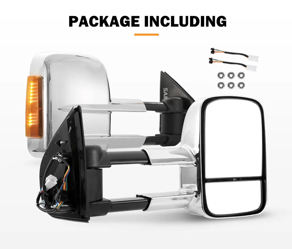 Pair Chrome Towing Extendable Mirrors for Holden Colorado7 MY2013-MY2016