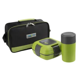 Paloma Green Set of Plastic Lunch Box with 20 oz Bottle | Insulated Bag