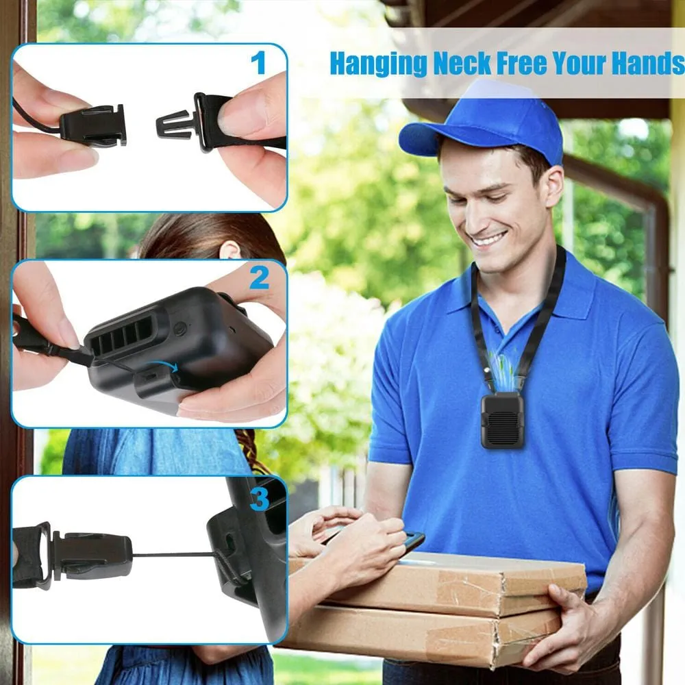 Portable Compact Cooling Fan Hanging Handsfree with Waist Clip