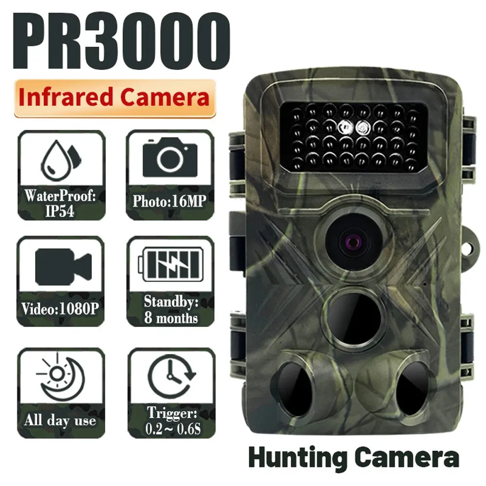 PR3000 Taking Trail Camera 36MP 1080P Night Photo Video Multifunction Outdoor Huntings Animal Observation Monitor Hunting Camera