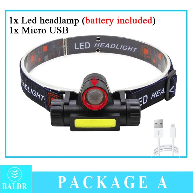 Q5 COB Mini Led Zoomble Headlamp Usb Rechargeable Portable Headlight 18650 Built-in Battery Outdoor Fishing Camping Head Lantern