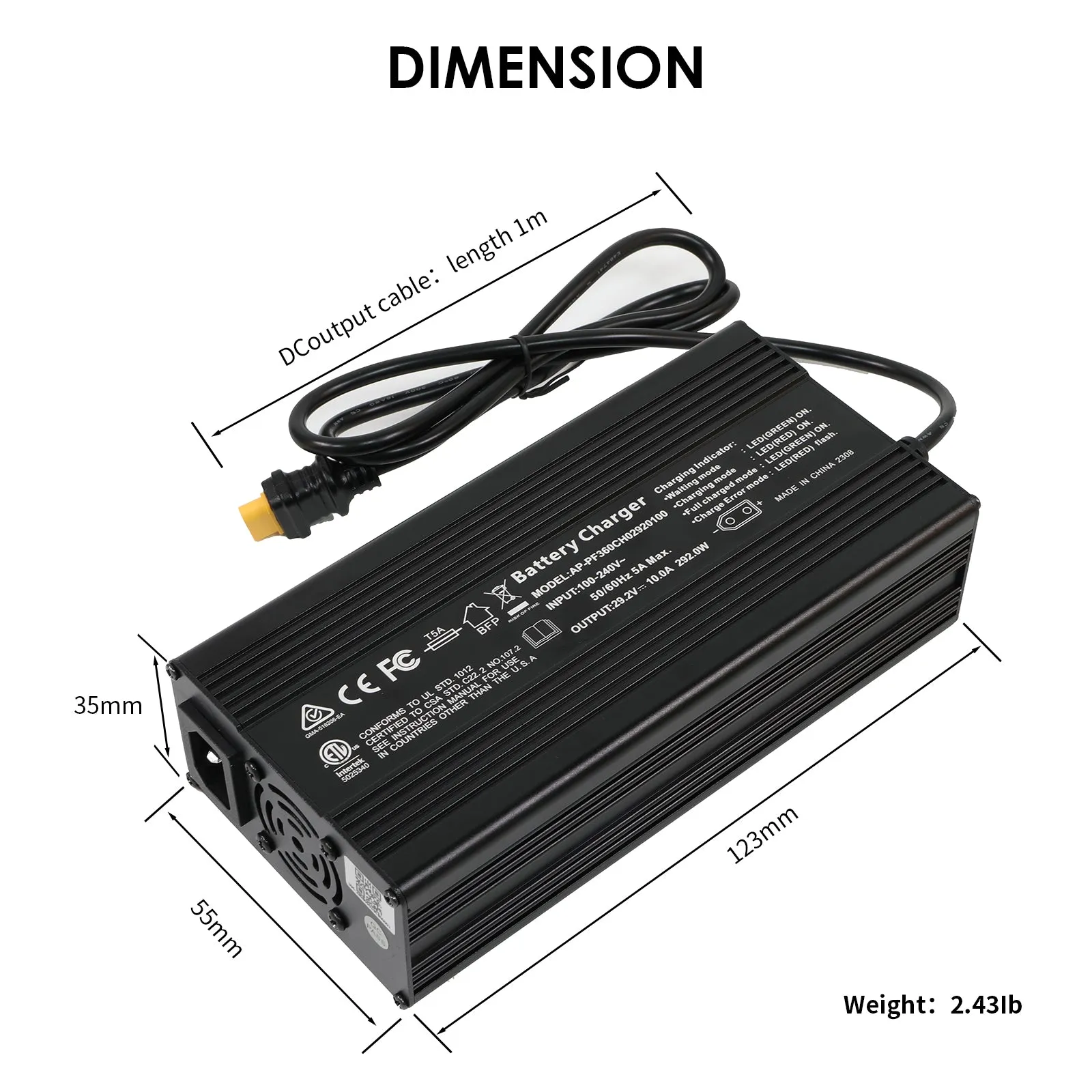 ROCKSOLAR 29.2V/10A 24V LiFePO4 Battery Charger