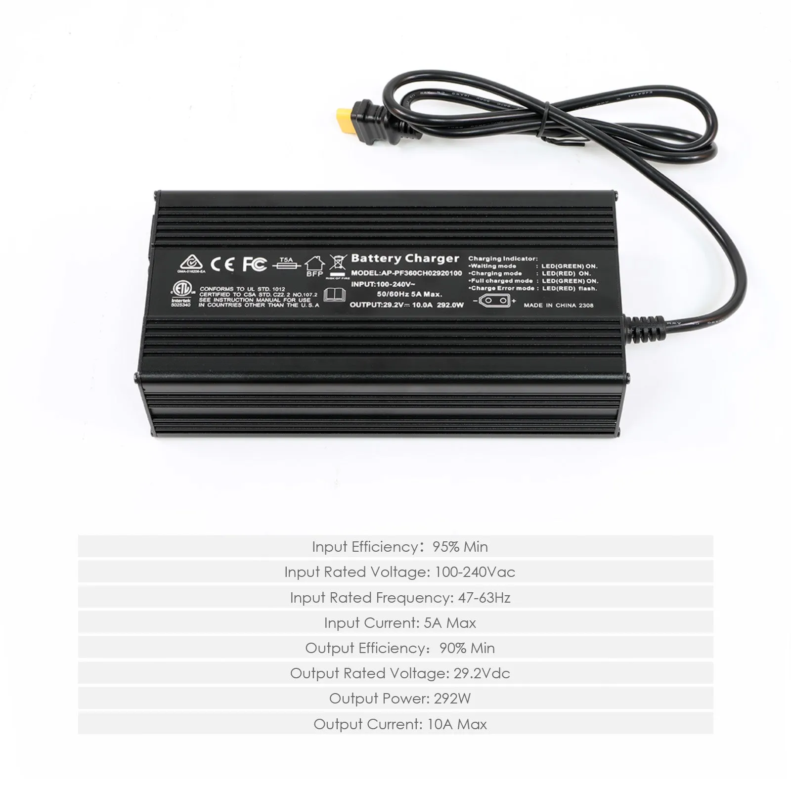 ROCKSOLAR 29.2V/10A 24V LiFePO4 Battery Charger