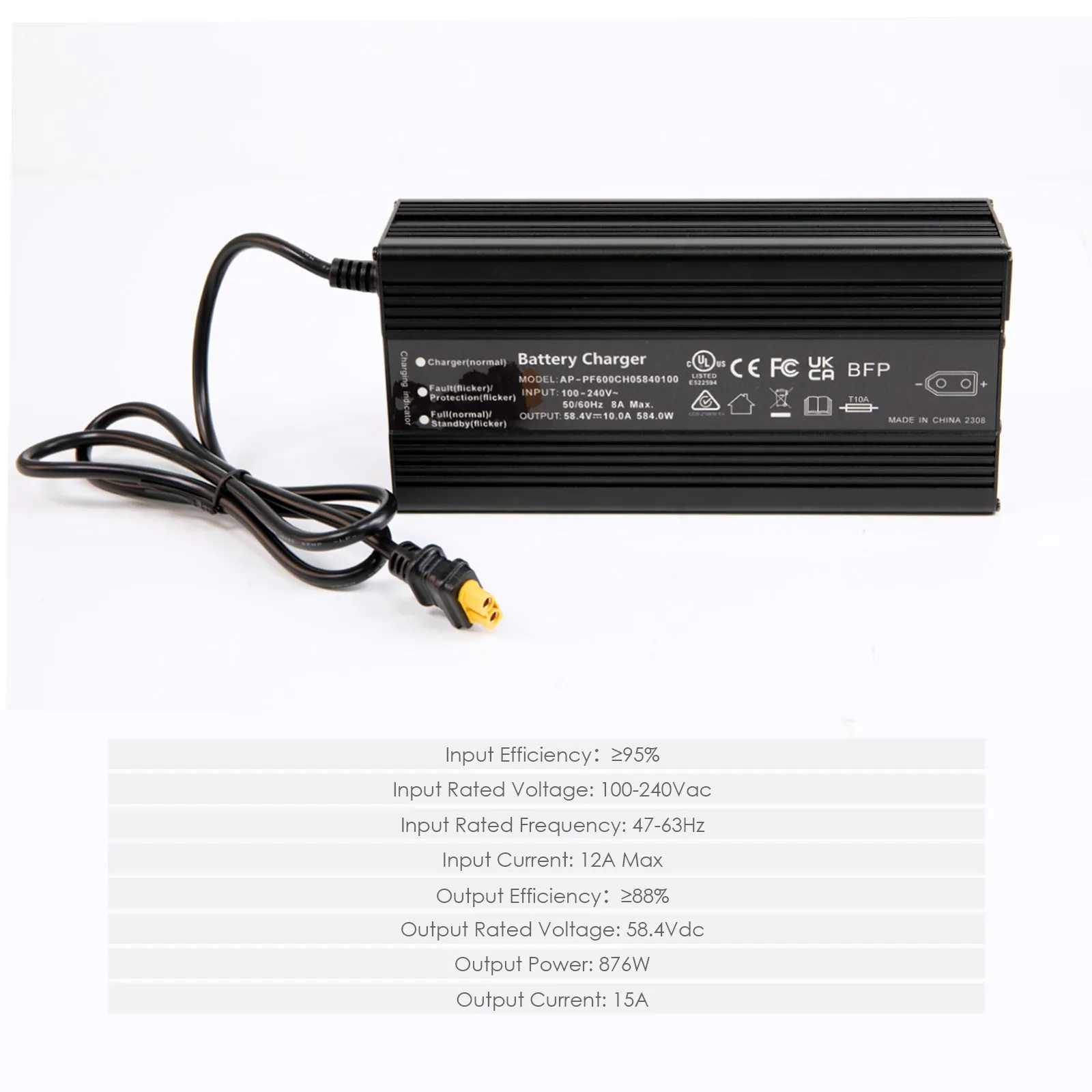 ROCKSOLAR 58.4V/10A 48V LiFePO4 Battery Charger