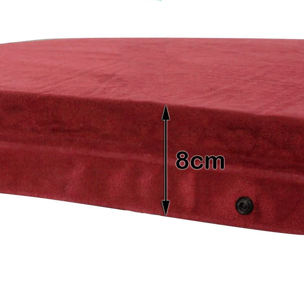 Self Inflating Mattress Sleeping Suede Mat Air Bed Camping Camp Hiking Joinable - red