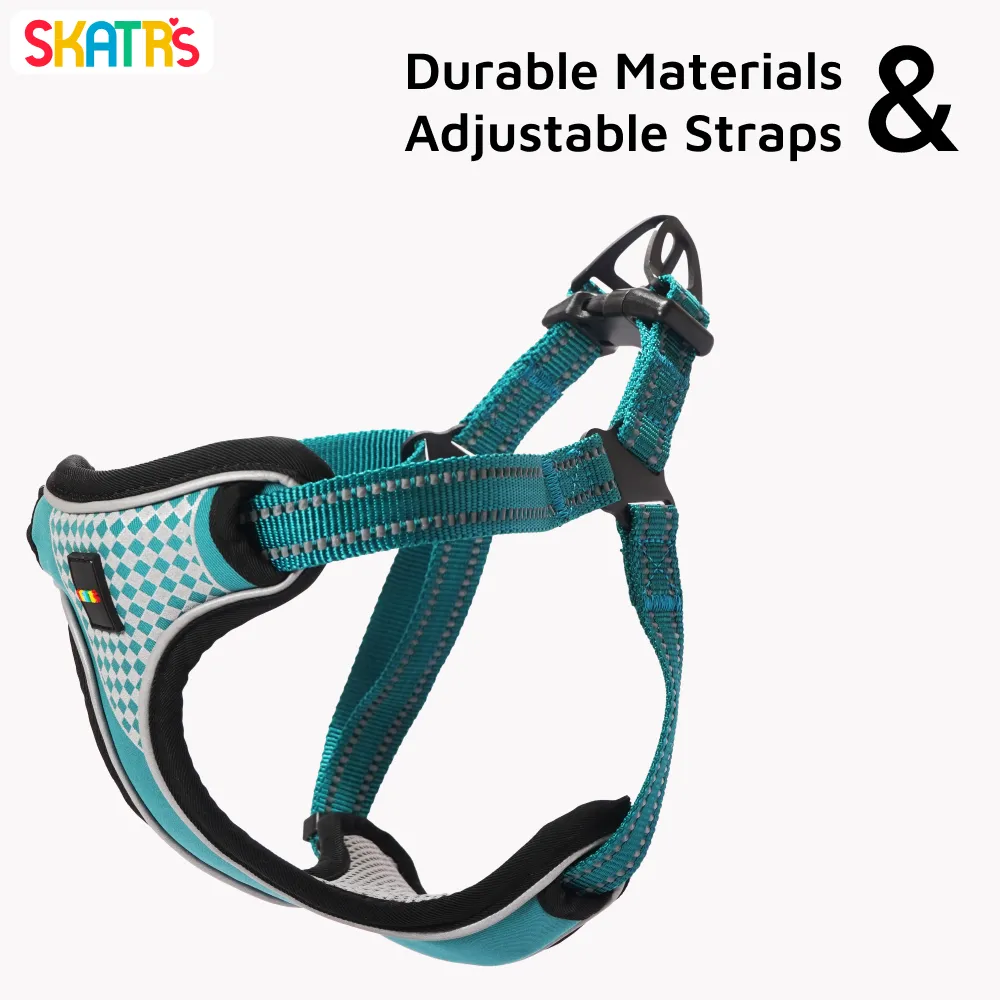 Skatrs Adventure in Style & Comfort Ocean Wave Padded Harness for Dogs (Blue)