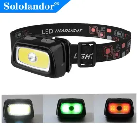 SOLOLANDOR Mini Headlamp 200LM R5 LED Waterproof IPX4 AAA Headlight Red Green 6 Modes Strobe Head Lamp Light Flash Light Torch