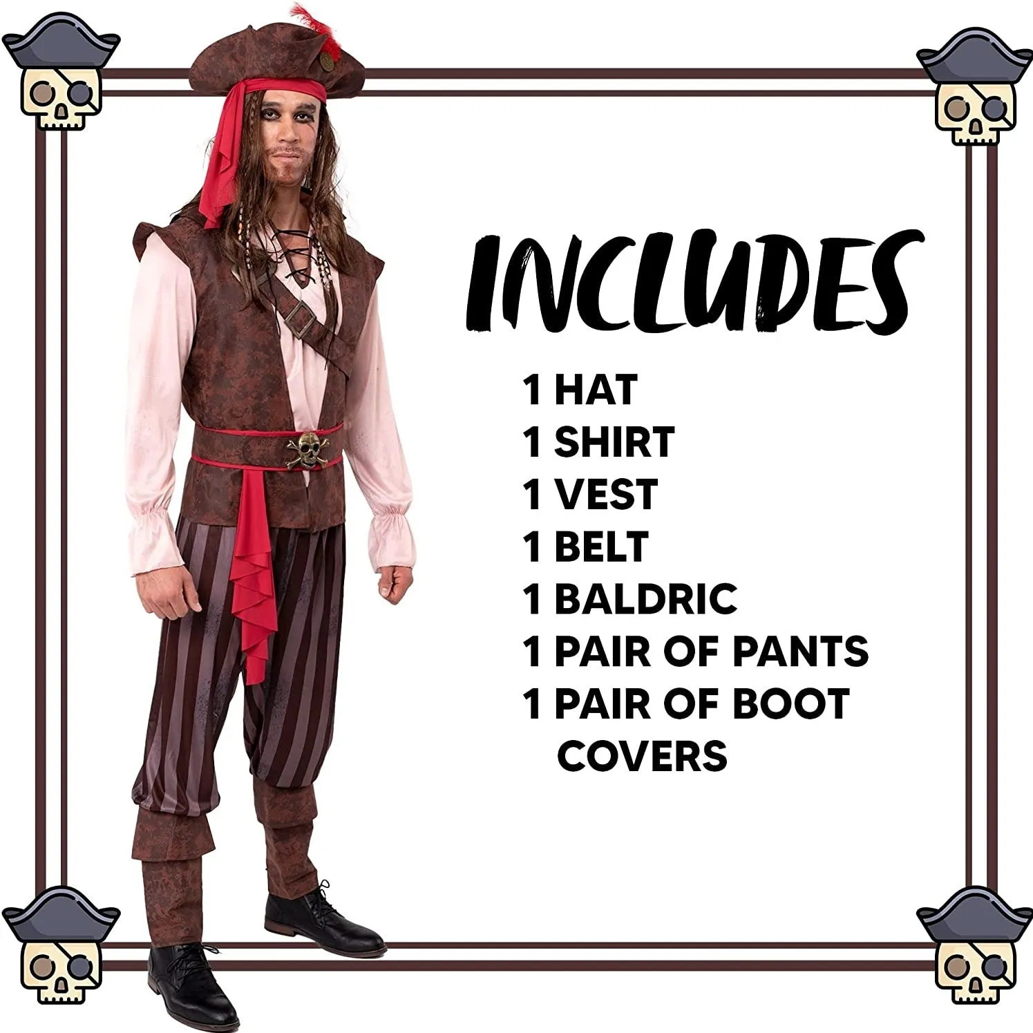 Spooktacular Creations-Mens Caribbean Pirate Adult Halloween Costume