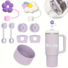 STANLEY KIT (ANTI-SPILL STOPPER CAPS-4PCS/STRAW COVERS-4PCS/BOOT) (LIGHT PURPLE)