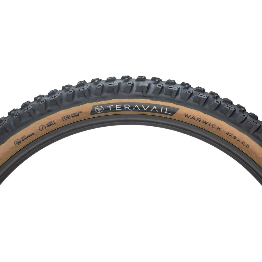 Warwick Mountain Bike Tire - 27.5 x 2.5, Tubeless, Tan, Durable, Grip Compund