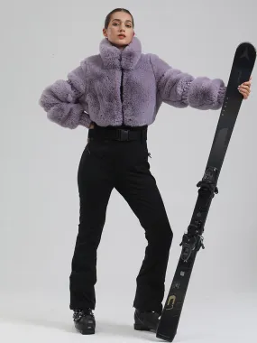 Women's Mountain Chic High Pile Fleece Winter Fashion Ski Jumpsuit