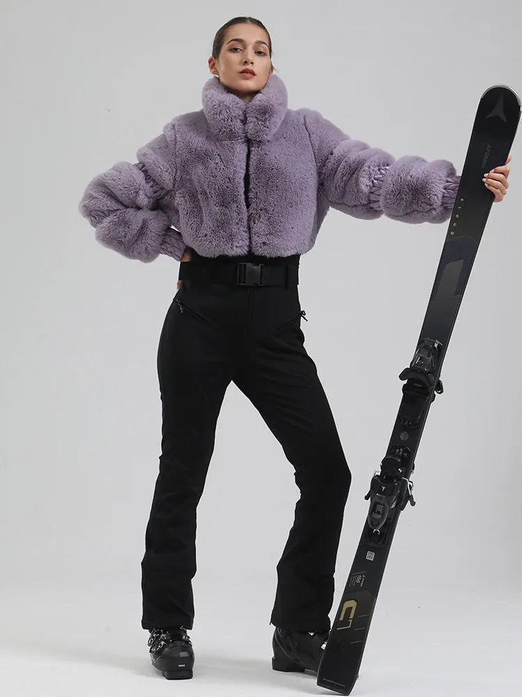 Women's Mountain Chic High Pile Fleece Winter Fashion Ski Jumpsuit