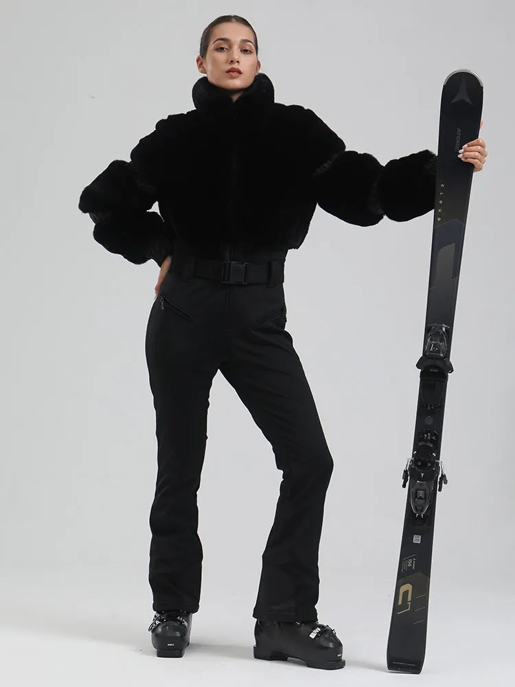 Women's Mountain Chic High Pile Fleece Winter Fashion Ski Jumpsuit