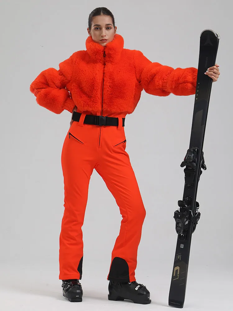 Women's Mountain Chic High Pile Fleece Winter Fashion Ski Jumpsuit