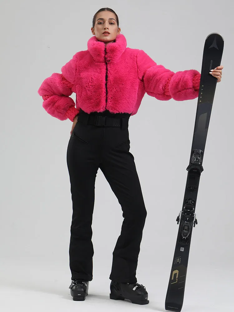 Women's Mountain Chic High Pile Fleece Winter Fashion Ski Jumpsuit