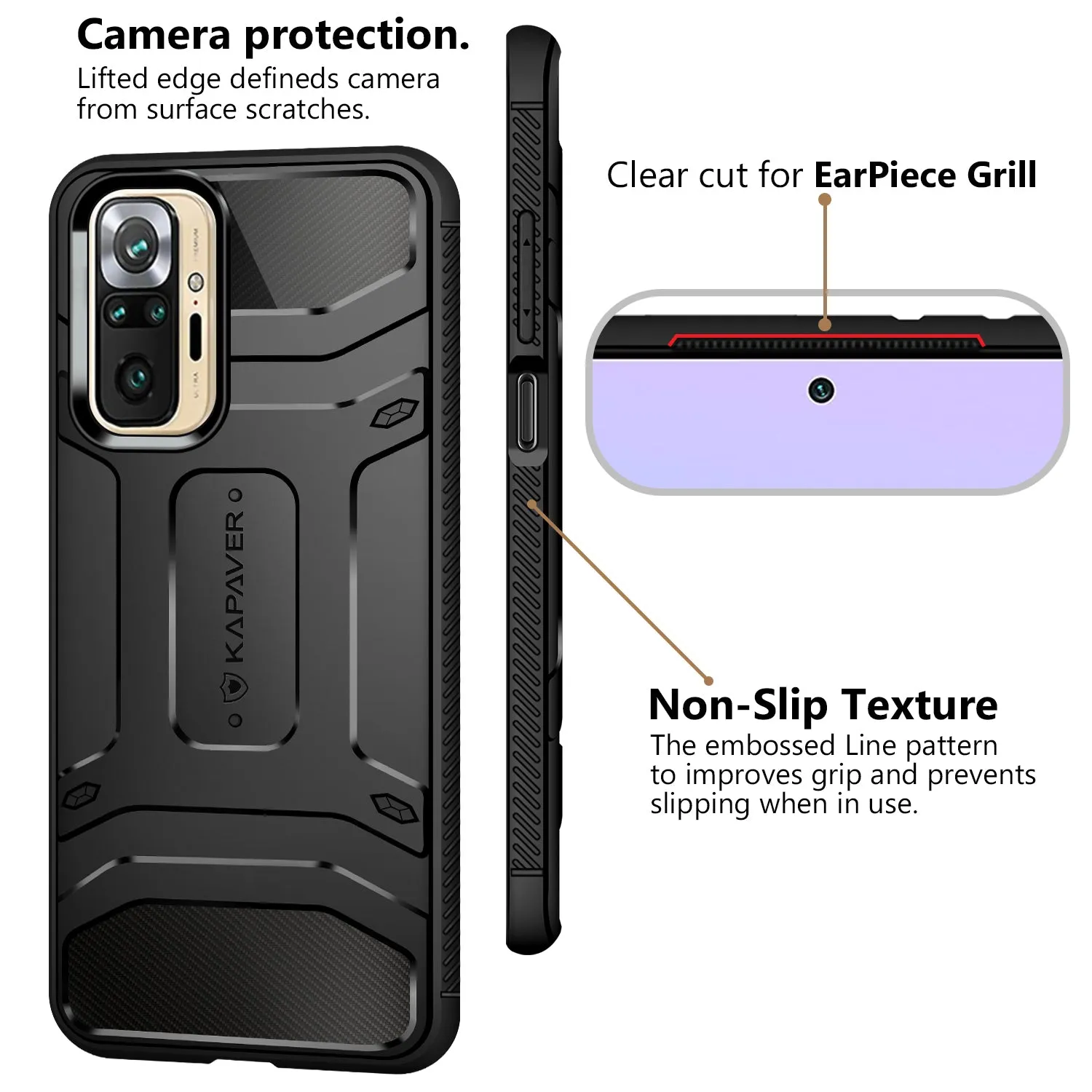 Xiaomi Redmi Note 10 Pro / Redmi Note 10 Pro Max Back Cover Case | Rugged - Black