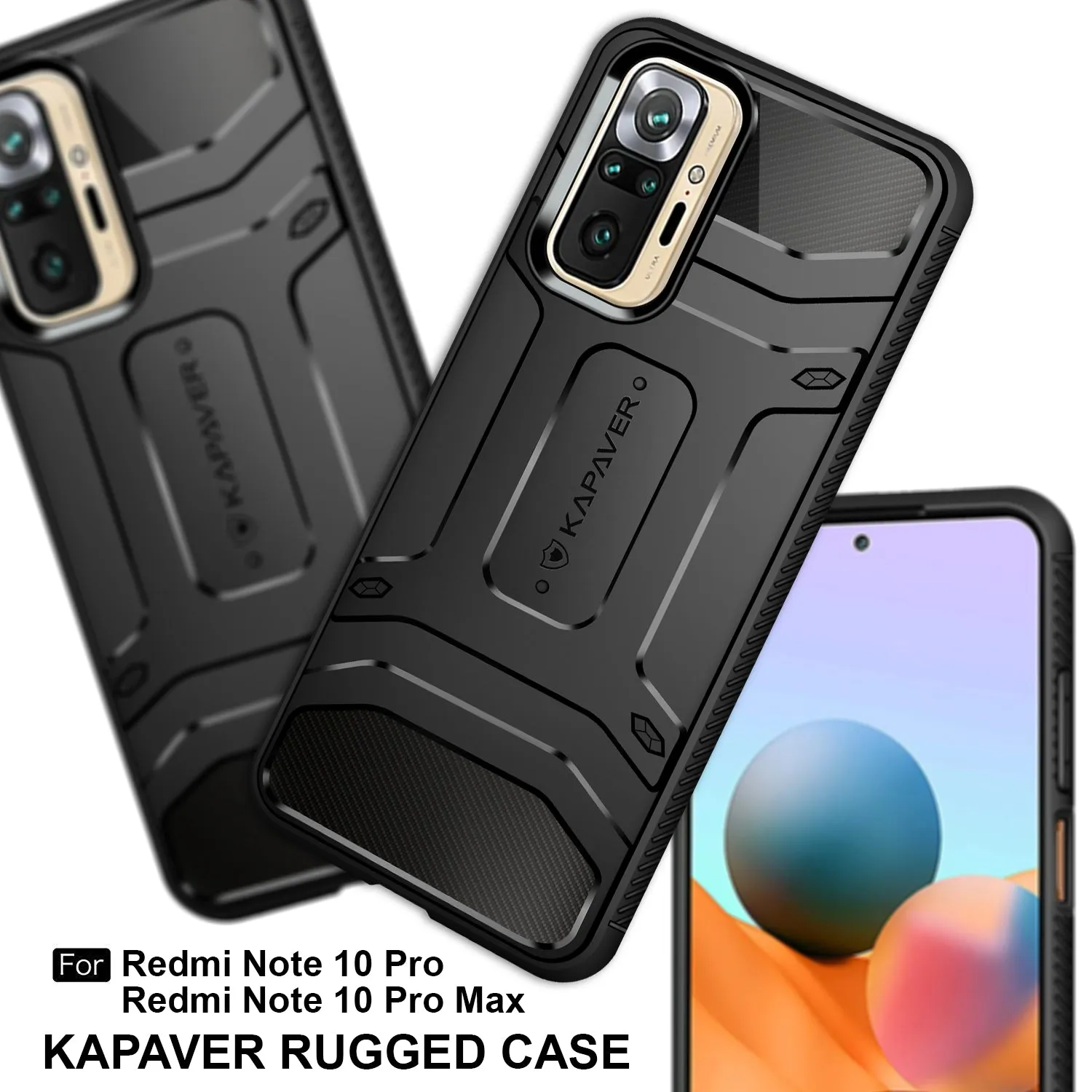 Xiaomi Redmi Note 10 Pro / Redmi Note 10 Pro Max Back Cover Case | Rugged - Black