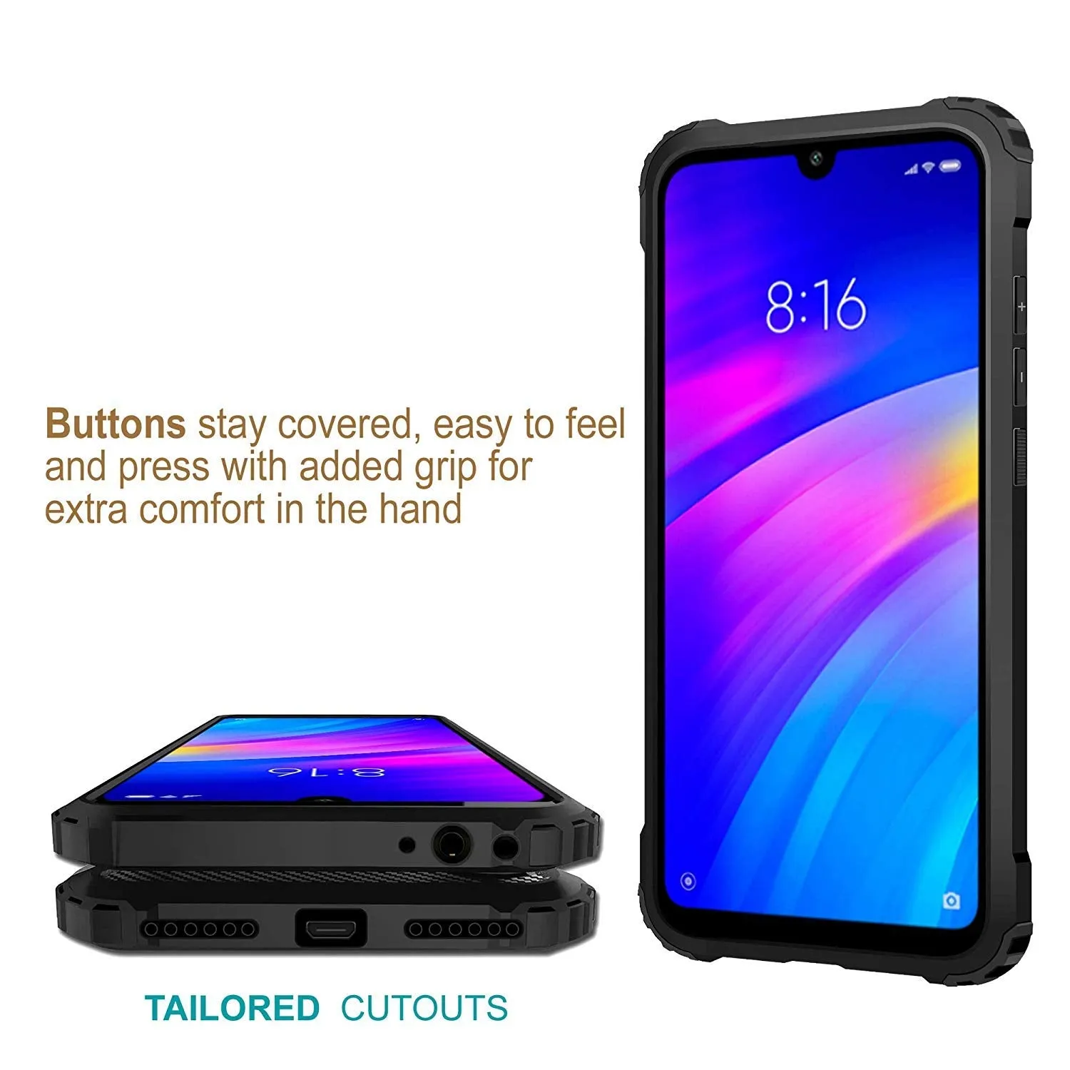 Xiaomi Redmi Y3 Back Cover Case | Rugged - Black